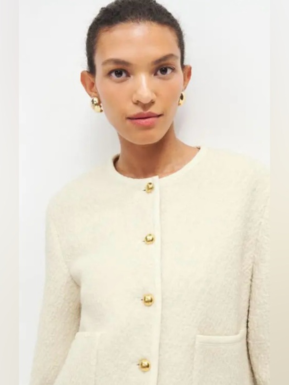 Reformation Dale Cropped Jacket in Color Cream - Picture 2 of 5